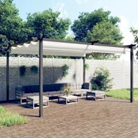 Tuinprieel met uittrekbaar dak 4x3 m crmekleurig