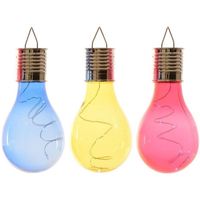 3x Buitenlampen/tuinlampen lampbolletjes/peertjes 14 cm blauw/geel/rood - Buitenverlichting