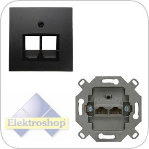 Berker UAE dataaansluiting 2xRJ45 Cat5e inzetplaat antraciet