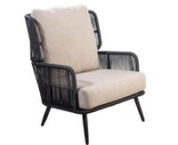 Tsubasa lounge chair alu black/rope black/flax beige - Yoi