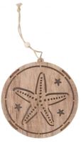 Arti Casa decoratiehanger led ster 14,5 cm hout blank - thumbnail