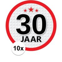 10x 30 Jaar leeftijd stickers rond verjaardag versiering   -