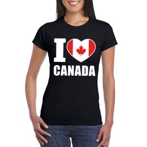 Zwart I love Canada fan shirt dames