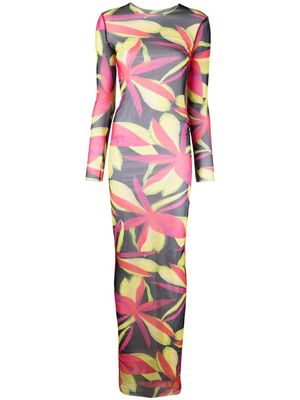 Louisa Ballou robe transparente à imprimé graphique - Rose