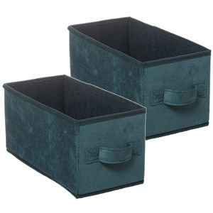 Set van 2x stuks opbergmand/kastmand 7 liter petrol groen polyester 31 x 15 x 15 cm