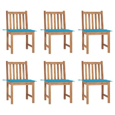 Tuinstoelen 6 st met kussens massief teakhout