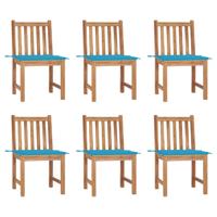 Tuinstoelen 6 st met kussens massief teakhout