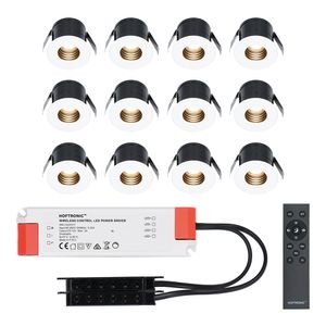 12x Betty witte LED Inbouwspots complete set - Dimbaar - 12V - 3 Watt - Veranda verlichting - voor binnen en buiten - 2700K warm wit