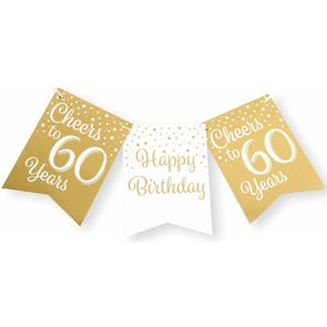 Verjaardag Vlaggenlijn 60 jaar - binnen - karton - wit/goud - 600 cm