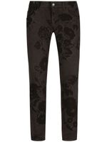 Dolce & Gabbana jean skinny à fleurs - Noir