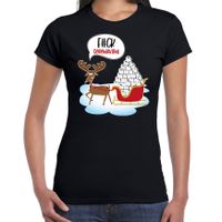 F#ck coronavirus fout Kerstshirt / outfit zwart voor dames - thumbnail