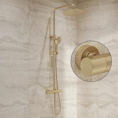 Regendouche set SaniClear Evolution Curved | Opbouw | 20 cm | Mengkraan | Incl.Handdoucheset | Messing Geborsteld