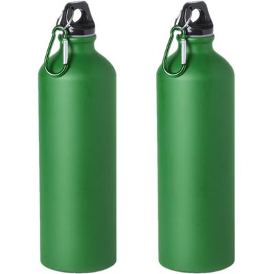 Drinkfles Thor - 2x - groen - aluminium - schroefdop - 800 ml - met karabijnhaak