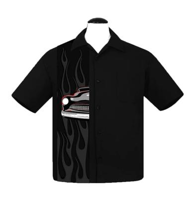 Steady Merc Flame Panel Shirt Black-XXL