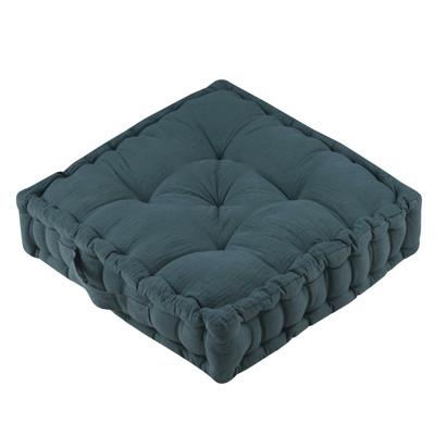 Stof Textile Vloerkussen Maxime - zeeblauw - katoen - 45 x 45 x 10 cm - vierkant - Extra dik
