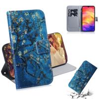 Abrikoos bloem patroon gekleurde tekening horizontale Flip lederen case voor Xiaomi Redmi opmerking 7 met houder & card slots & portemonnee