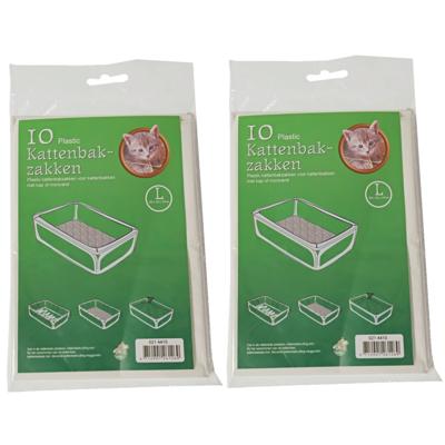 Kattenbak afvalzakken - 20x stuks - wit - 50 x 20 x 37 cm - plastic - kattenbakzakken