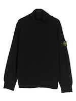 Stone Island Junior pull en laine vierge à patch Compass - Noir