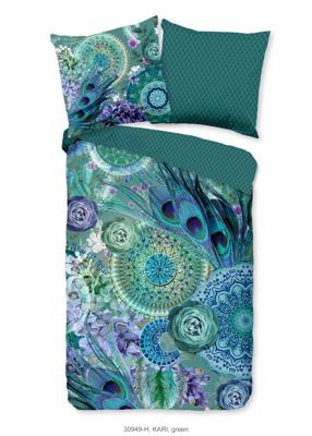 HIP Dekbedovertrek "mandala's en veren" - Groen - (135x200 cm) - Katoen Satijn HIP Dekbedovertrek "mandala's en veren" - Groen - (135x200 cm) - Katoen Satijn