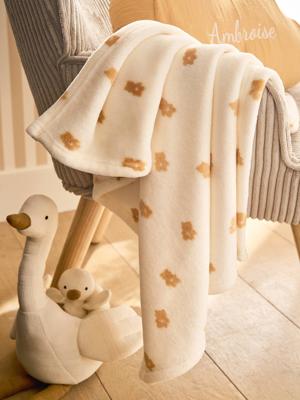 Bedrukte fleece deken. wit, bedrukt