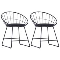 Eetkamerstoelen met kunstleren zittingen 2 st staal zwart - thumbnail