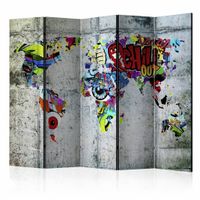 Vouwscherm - Graffiti Wereld 225x172cm  , gemonteerd geleverd, dubbelzijdig geprint (kamerscherm) - thumbnail