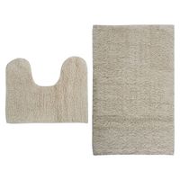 MSV Badkamerkleedje/badmatten set - voor op de vloer - creme wit - 45 x 70 cm/45 x 35 cm - Badmatjes - thumbnail
