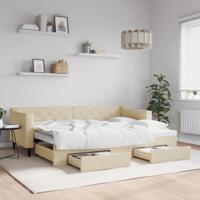 Slaapbank met onderschuifbed en lades 80x200 cm stof crèmekleur