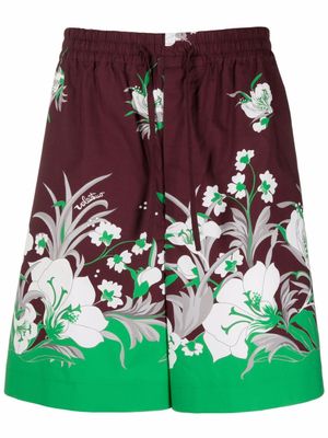 Valentino Garavani short fleuri à lien de resserrage - Rouge