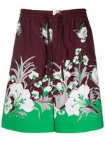 Valentino Garavani short fleuri à lien de resserrage - Rouge