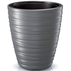 Prosperplast Plantenpot/bloempot Amazing - buiten/binnen - kunststof - steengrijs - D37 x H42 cm - Plantenpotten