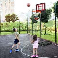 Basketbalstandaard 154-210 cm In Hoogte Verstelbaar Basketbalkorf met Standaard en 2 Wielen voor Kinderen/ Volwassenen voor Binnen/Buiten - thumbnail