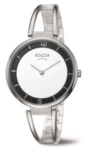 Boccia 3260-01 Horloge titanium zilverkleurig-zwart-wit 34 mm