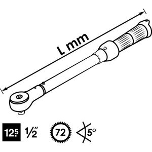 Vigor V3898 V3898 Momentsleutel Met omschakelbare ratel 1/2 (12.5 mm) 20 - 120 Nm