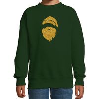 Kerstman hoofd Kerstsweater / Kersttrui groen voor kinderen met gouden glitter bedrukking 14-15 jaar (170/176)  -