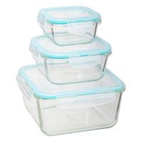 5Five Vershoudbakjes met deksel - glas - set 3x stuks - 330/800/2220 ml