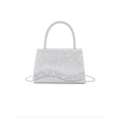 Bon&Bon Glitter Schoudertas - Zilveren Avondtasje met Strik - Mini