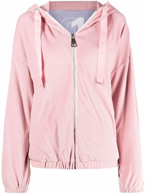 Khrisjoy hoodie zippé à lien de resserrage - Rose
