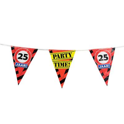 25 jaar vlaggenlijnen waarschuwingsborden - 10 meter - Feestartikelen/versiering - 25 jarige verjaar