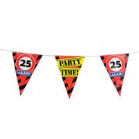 25 jaar vlaggenlijnen waarschuwingsborden - 10 meter - Feestartikelen/versiering - 25 jarige verjaar