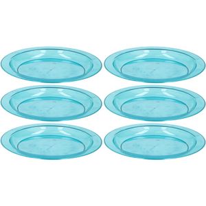 6x Blauwe plastic borden/bordjes 20 cm