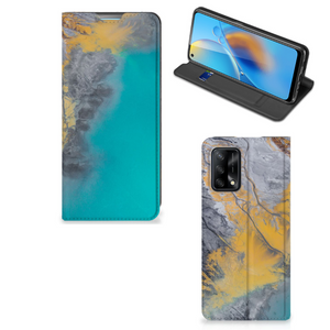 OPPO A74 4G Standcase Marble Blue Gold