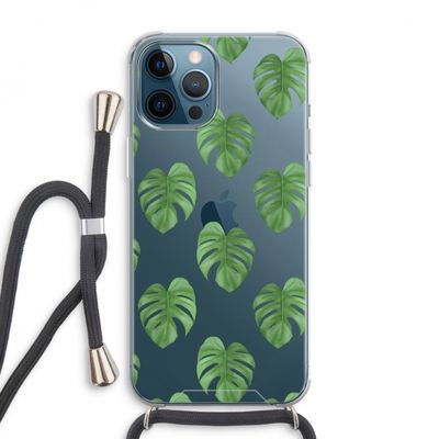 Monstera leaves: iPhone 12 Pro Max Transparant Hoesje met koord
