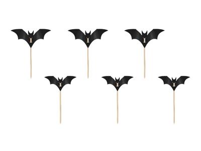 Halloween Cocktailprikkers Vleermuis 5cm (6st)