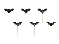 Halloween Cocktailprikkers Vleermuis 5cm (6st) Halloween Cocktailprikkers Vleermuis 5cm (6st)