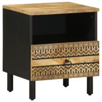 Nachtkastje 40x33x46 cm massief ruw mangohout zwart
