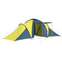 vidaXL Tent 6-persoons blauw en geel - thumbnail
