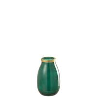 J-Line vaas Goud Boord - glas - groen - small