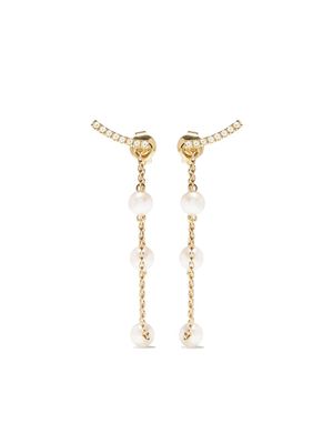 Yoko London boucles d'oreilles Trend en or jaune 18ct ornées de perles et de diamants