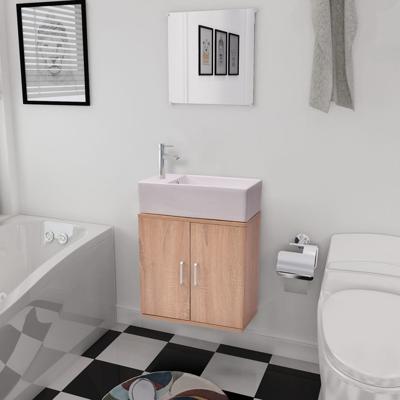 Badkamermeubelset met wasbak beige 3-dlg